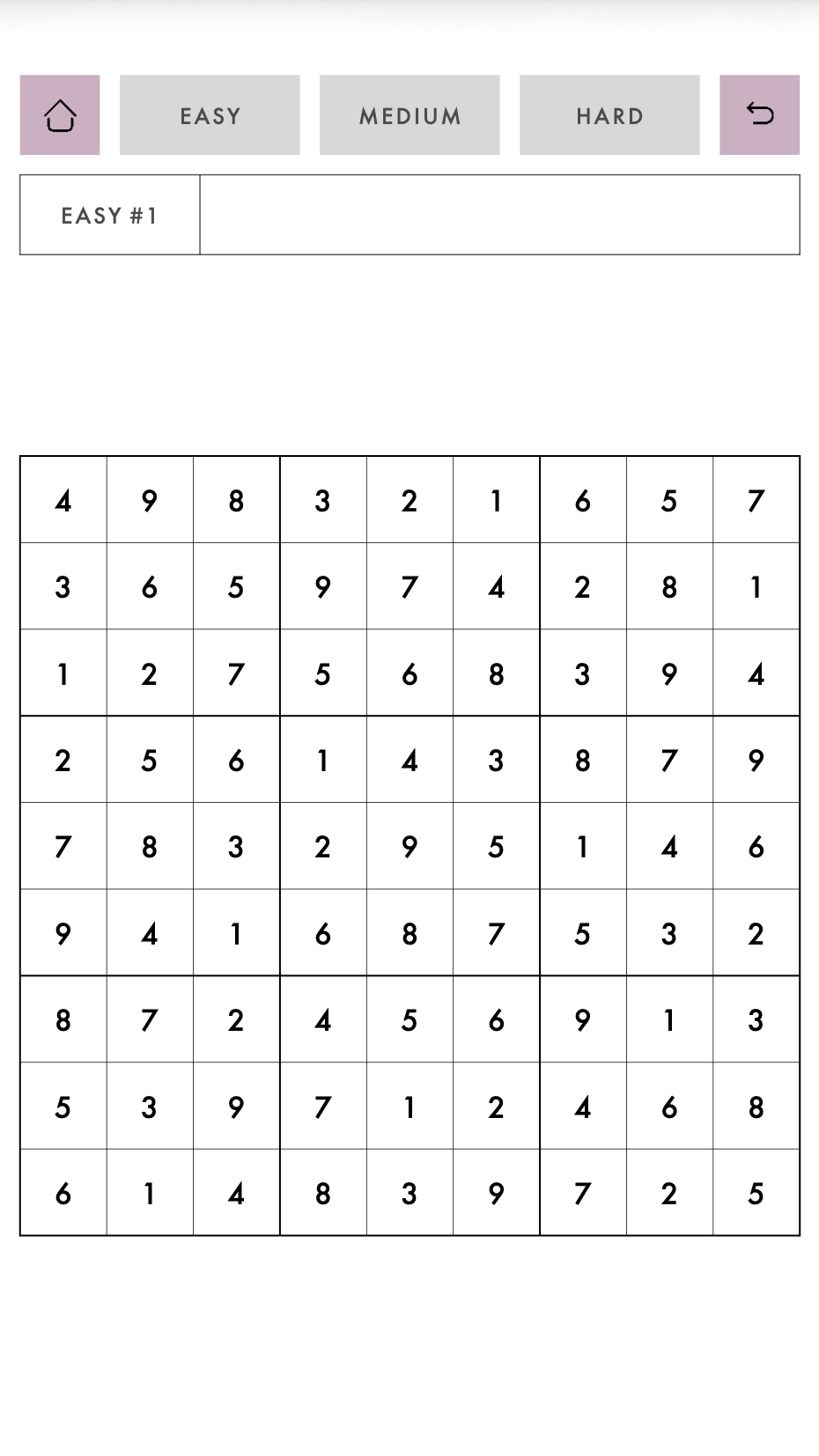 Sudoku solution page