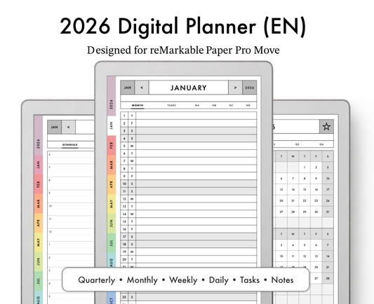 2026 Planner for reMarkable Paper Pro Move