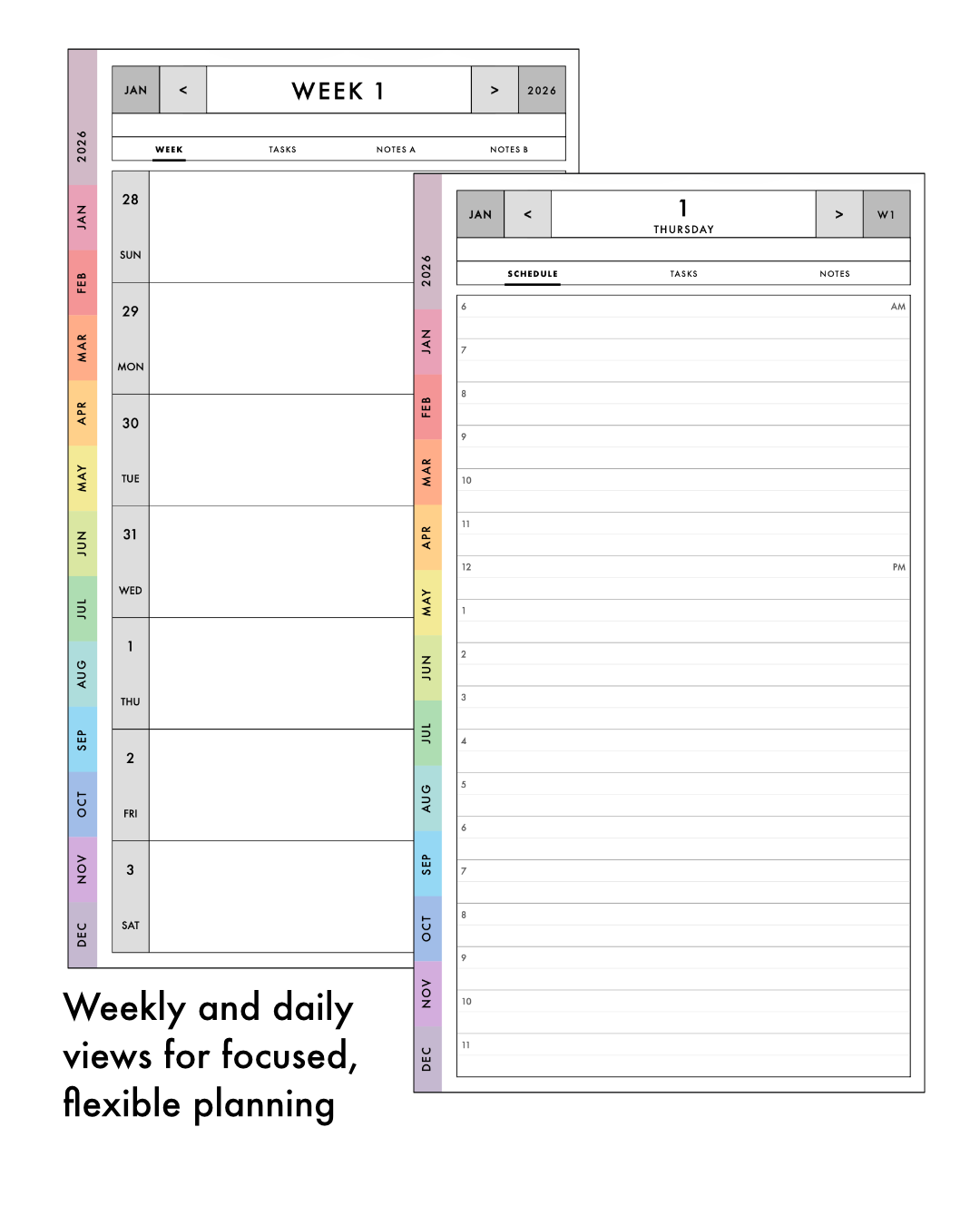 Weekly and daily views for focused, flexible planning